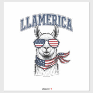 Pegatina Camiseta de grabado vintage de llama patriótica de
