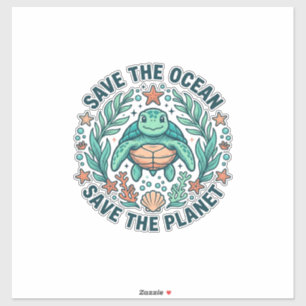 Pegatina Camiseta de grabado vintage de tortuga marina Salv