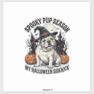 Pegatina Camiseta de Halloween Bulldog Bruja Lindo Perro Gr