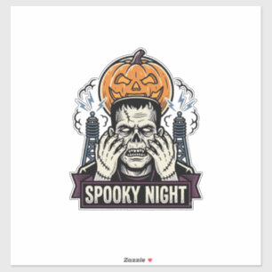 Pegatina Camiseta de Halloween de monstruo con grabado de l