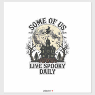 Pegatina Camiseta de Halloween diario con luna embrujada vi