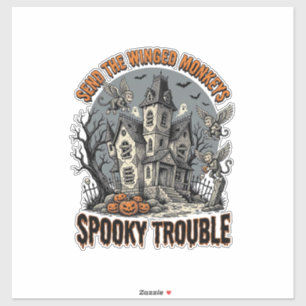 Pegatina Camiseta de Halloween embrujada de monos alados es
