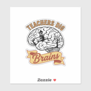 Pegatina Camiseta de Halloween para maestros Pun de cerebro