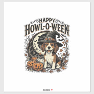 Pegatina Camiseta de Halloween Sombrero de Bruja Beagle Fel