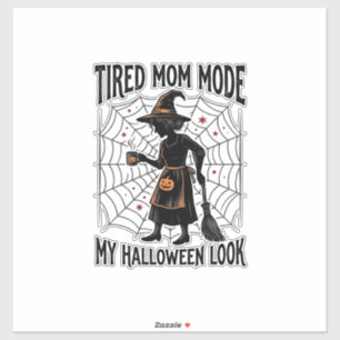 Pegatina Camiseta de Mamá de Halloween Disfraz Cansado Gráf