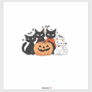 Pegatina Camiseta de manga larga de gatos negros de Hallowe