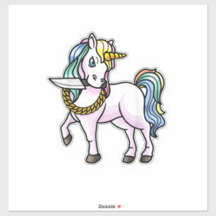 Pegatina Camiseta de mujer chicas unicornio con cuchillo