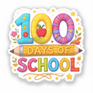 Pegatina Camiseta de niña profesora 100 días de colegio con