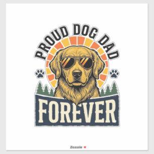 Pegatina Camiseta de Papá Perro Diseño Retro de Golden Retr