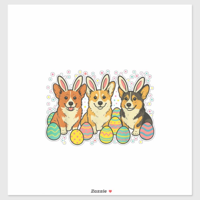 Pegatina Camiseta de Pascua Corgi_1 (Hoja)