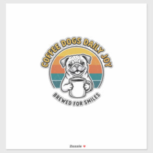 Pegatina Camiseta de perro de café Diseño de taza de cachor