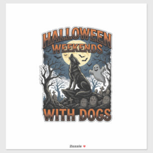 Pegatina Camiseta de perro de Halloween Pup Graveyard Vinta
