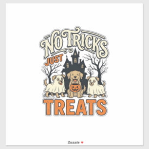 Pegatina Camiseta de perro fantasma de Halloween sin trucos