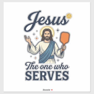Pegatina Camiseta de pickleball de Jesús el que sirve