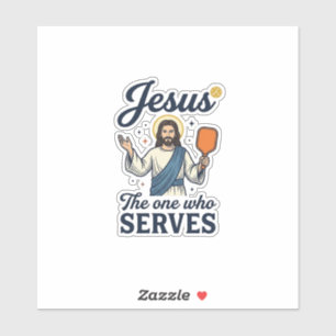 Pegatina Camiseta de pickleball de Jesús el que sirve
