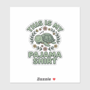 Pegatina Camiseta de pijama de tortuga durmiendo linda Vect