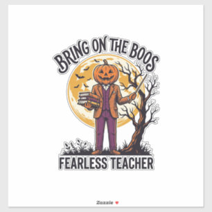 Pegatina Camiseta de profesor de Halloween con grabado vint
