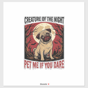 Pegatina Camiseta de Pug de Halloween con Cementerio Espelu
