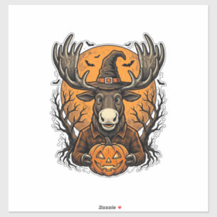 Pegatina Camiseta de sombrero de bruja de calabaza de alce 