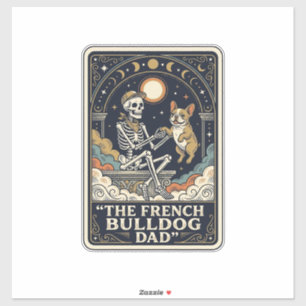 Pegatina Camiseta de Tarot de Esqueleto Vintage de Papá Bul