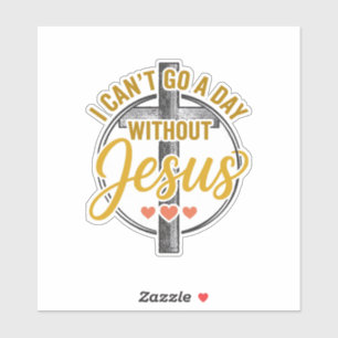 Pegatina Camiseta de tipografía cristiana de la cruz de Jes