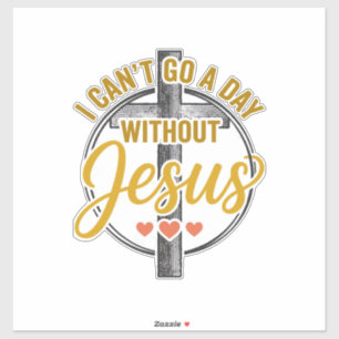 Pegatina Camiseta de tipografía cristiana de la cruz de Jes