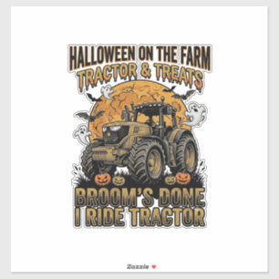 Pegatina Camiseta de Tractor de Halloween Divertida Bruja d