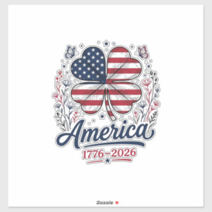 Pegatina Camiseta de trébol patriótico Vintage América 1776