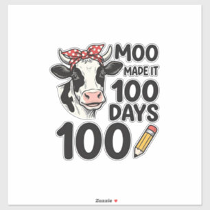 Pegatina Camiseta de vaca de 100 días Diseño de escuela de
