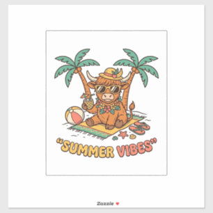 Pegatina Camiseta de vacaciones en la playa con vacas de la