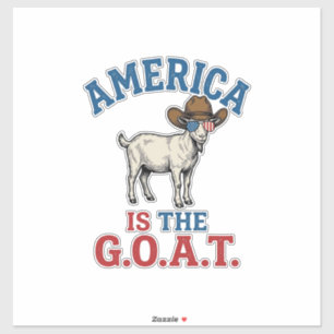 Pegatina Camiseta de vaquero de cabra patriótica América es