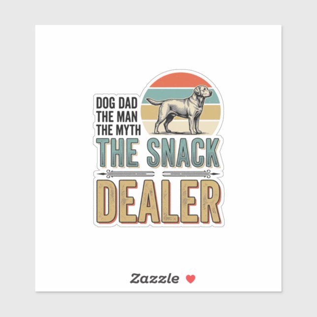 Pegatina Camiseta del comerciante de snacks para papá perro (Hoja)