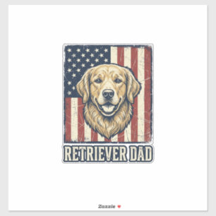 Pegatina Camiseta Diseño Bandera Perro Vintage Papá Retriev