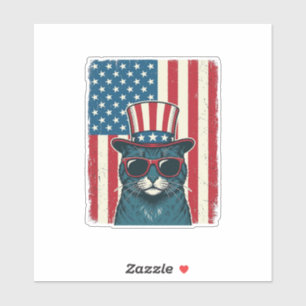Pegatina Camiseta Diseño de Grabado Vintage Bandera de Gato