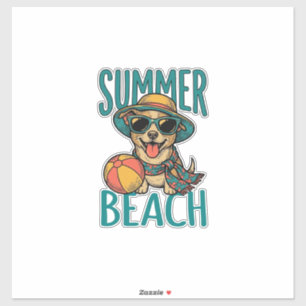 Pegatina Camiseta Diseño Perro Playa Verano Gafas Vintage_1