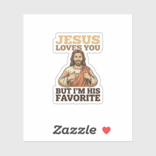 Pegatina Camiseta divertida de fe vintage Jesús te ama Dise