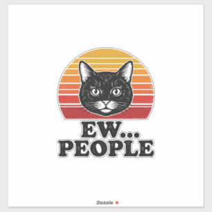 Pegatina Camiseta divertida de gato negro Ew personas atard