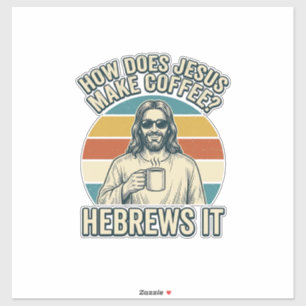 Pegatina Camiseta divertida de Jesús café grabado vintage d