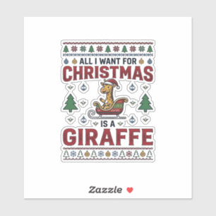Pegatina Camiseta Divertida de Navidad Jirafa Trineo Diseño