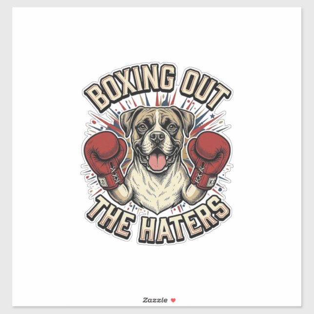 Pegatina Camiseta divertida de perro boxeador boxeando a lo (Hoja)