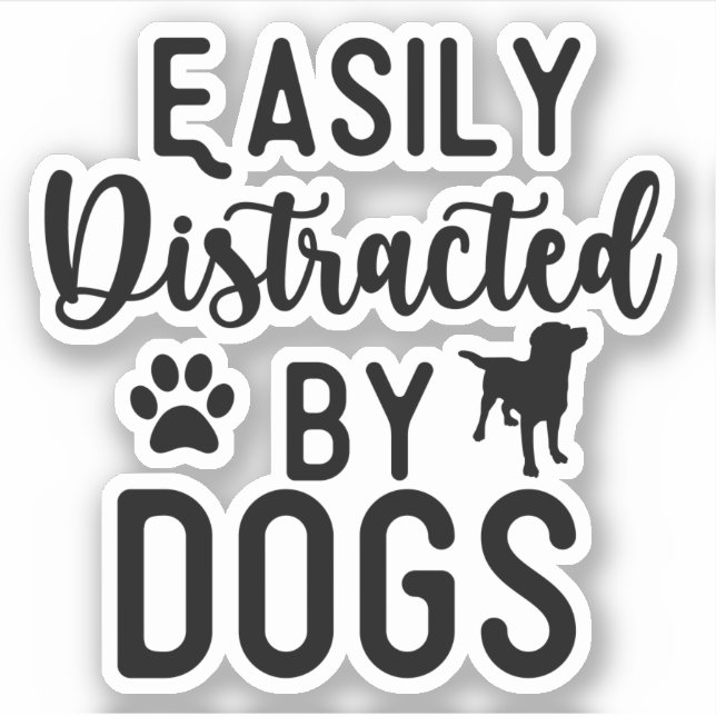 Pegatina Camiseta Divertida de Perros Fácilmente Distraído  (Anverso)