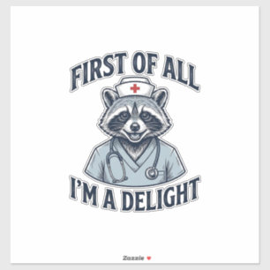Pegatina Camiseta Divertida Enfermera Mapache Primero que N