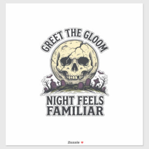 Pegatina Camiseta gráfica de cráneo de luna espeluznante de