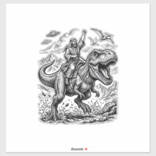 Pegatina Camiseta gráfica de jinete de dinosaurio con graba