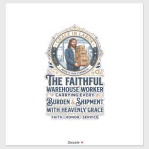Pegatina Camiseta gráfica de logística de almacén de Jesús 