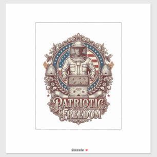 Pegatina Camiseta gráfica vectorial de apicultor patriota