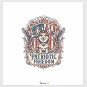Pegatina Camiseta gráfica vectorial de Corgi patriota_1