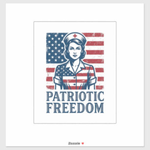 Pegatina Camiseta gráfica vectorial de enfermera patriota