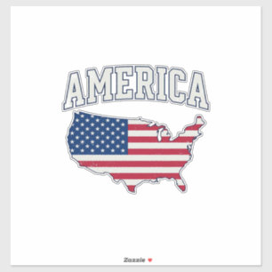 Pegatina Camiseta Gráfica Vintage Patriótica Mapa Bandera d