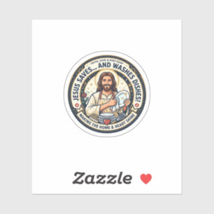 Pegatina Camiseta Humor Tareas de Lavandería Jesús Gráfica 